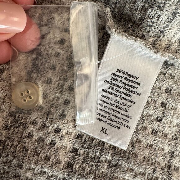 Beyond Yoga Long Cardigan Womens XL Gray Button Up Duster Waffle Knit Thermal - Picture 5 of 7